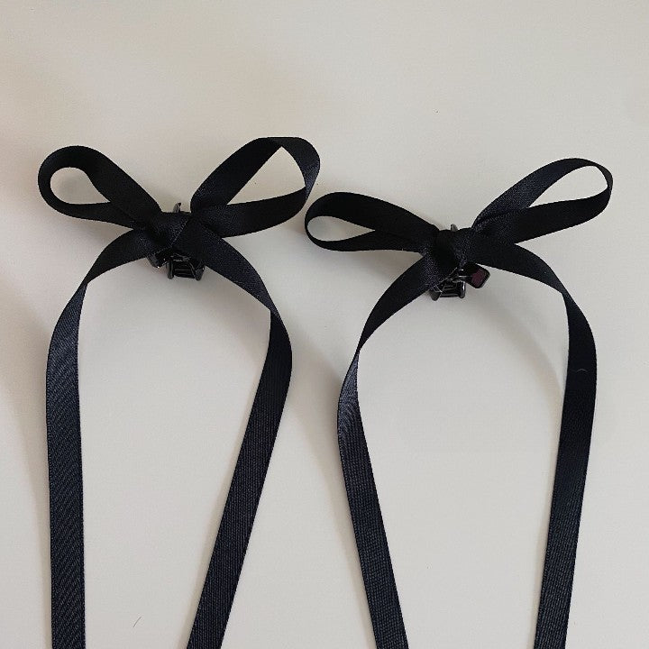 Silk Bow Hair Clips Long Ribbon