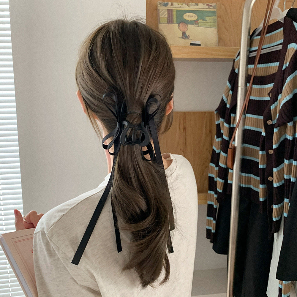 Cute Bow Hair Claw Long Ribbon