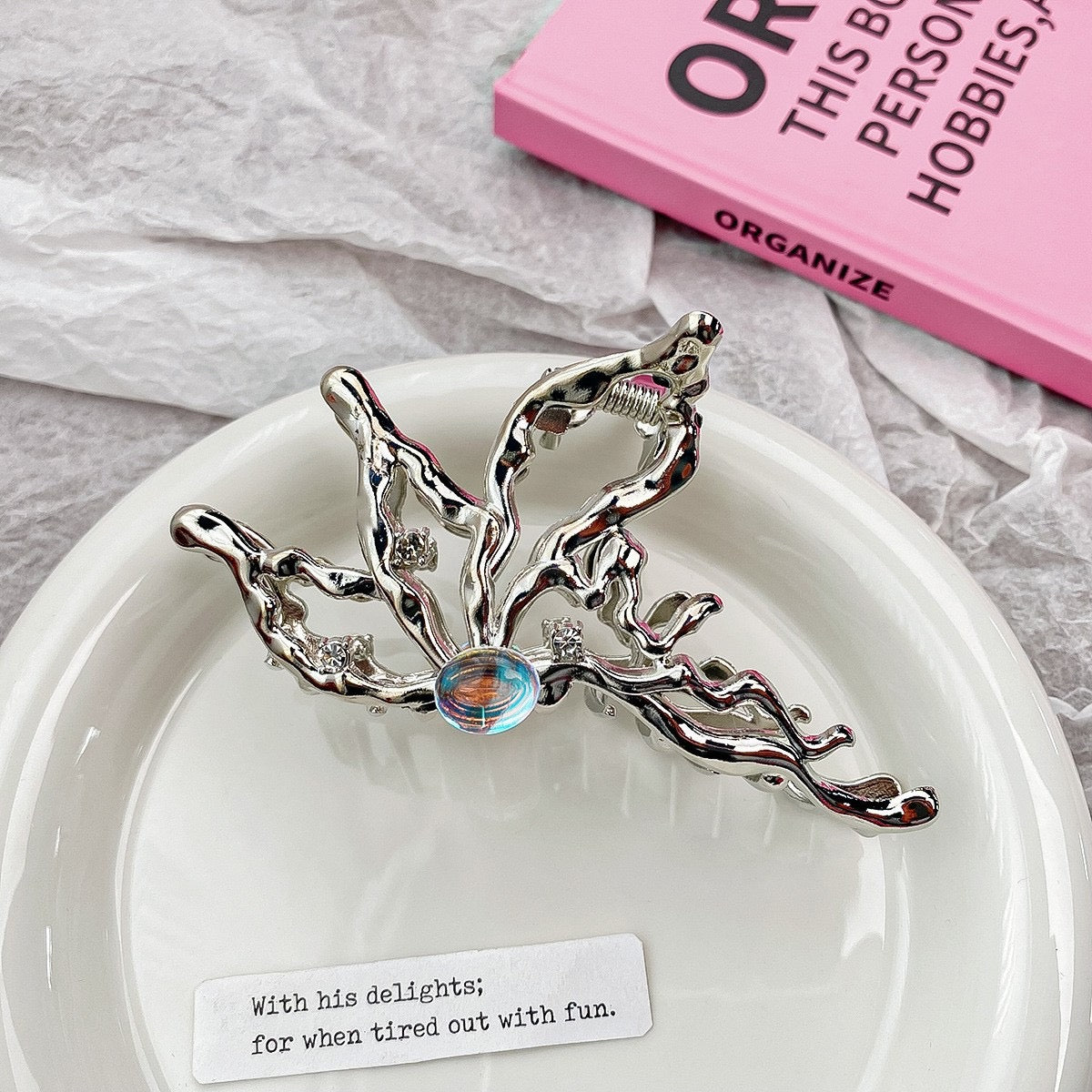 Metal Y2k Butterfly with Cubic Zirconia Hair Clip